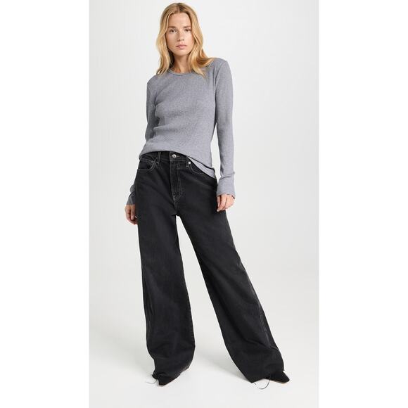 WSLY Rivington Ribbed Long Sleeve Top - M - Heather Grey - Picture 2 of 7